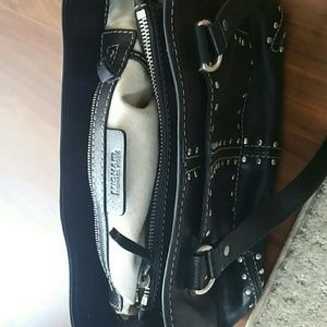 Black studded leather  handbag mk
